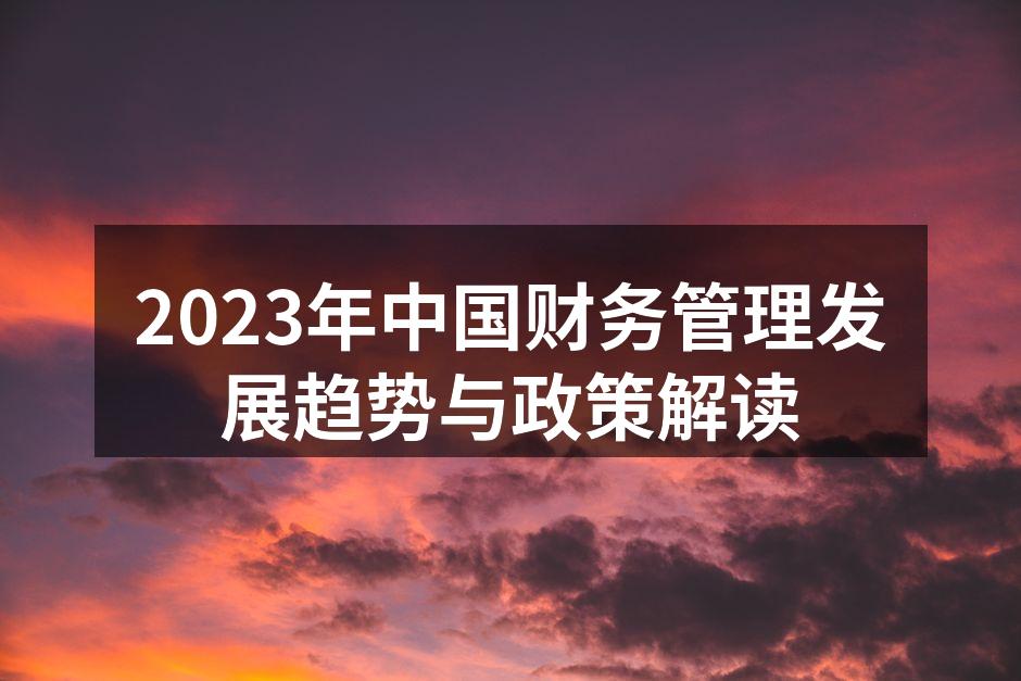 2023年中国财务管理发展趋势与政策解读